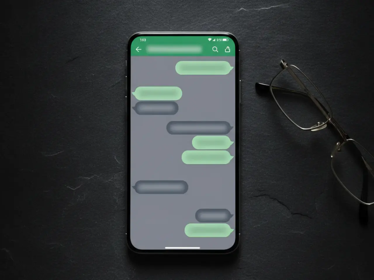 Close de um celular com uma conversa de